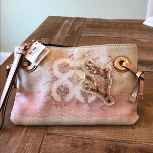 Coach Audrey Beach Coral wristlet